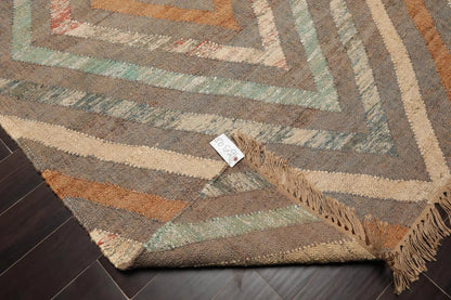 5’3” x 8’6” Hand Woven Natural Fiber Jute Modern Flatweave Kilim Area Rug