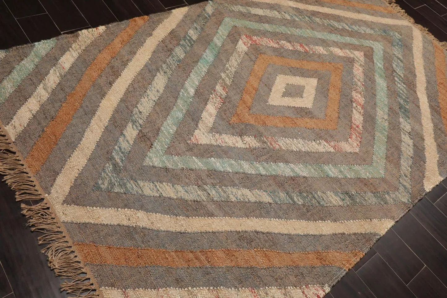 5’3” x 8’6” Hand Woven Natural Fiber Jute Modern Flatweave Kilim Area Rug
