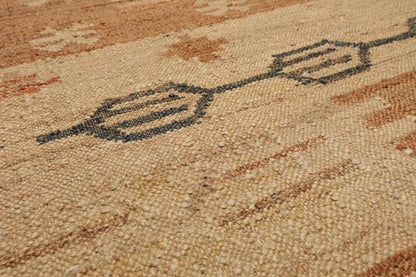 5’2” x 8’3”Hand Woven Natural Fiber Jute Southwestern Flatweave Kilim Area Rug