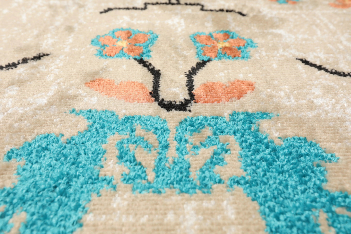 Multi Size Beige, Aqua Machine-Made Polypropylene Cavalier Design Traditional Persian Oriental Area Rug