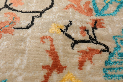 Multi Size Beige, Aqua Machine-Made Polypropylene Cavalier Design Traditional Persian Oriental Area Rug