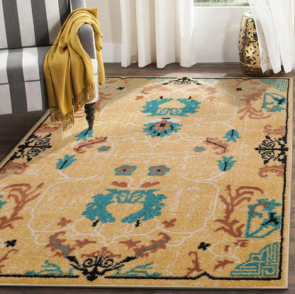 Multi Size Beige, Aqua Machine-Made Polypropylene Cavalier Design Traditional Persian Oriental Area Rug