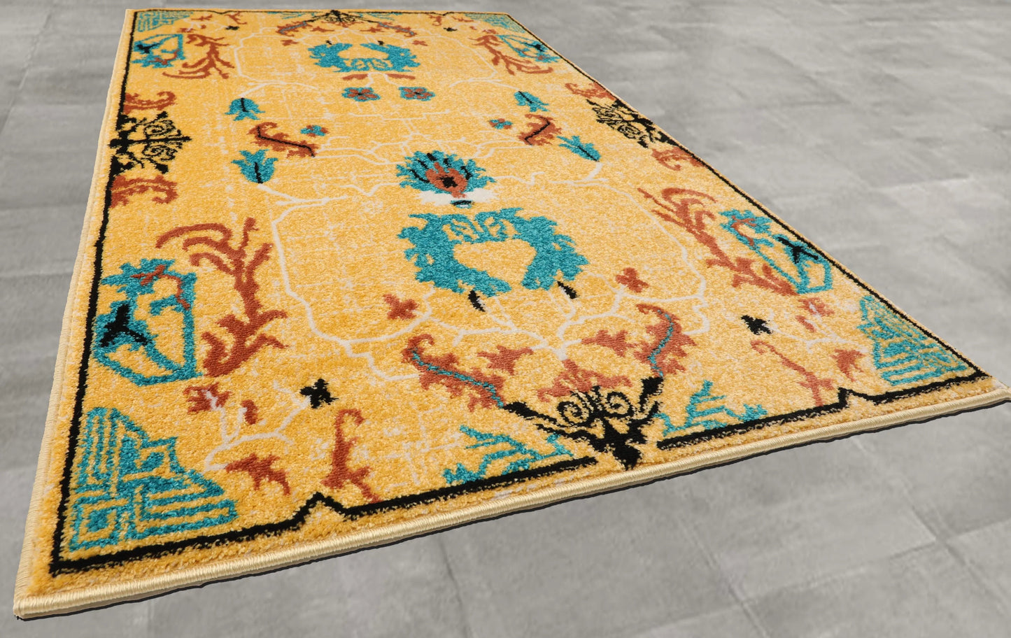 Multi Size Beige, Aqua Machine-Made Polypropylene Cavalier Design Traditional Persian Oriental Area Rug