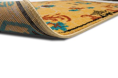 Multi Size Beige, Aqua Machine-Made Polypropylene Cavalier Design Traditional Persian Oriental Area Rug