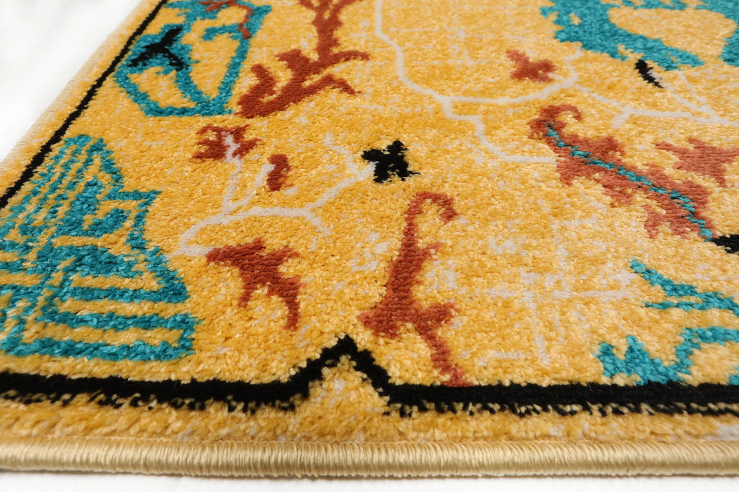 Multi Size Beige, Aqua Machine-Made Polypropylene Cavalier Design Traditional Persian Oriental Area Rug