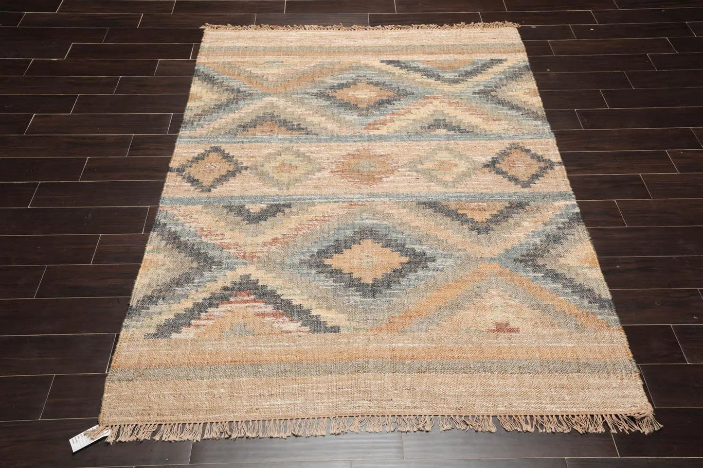 5’4” x 7’3 Hand Woven Natural Fiber Jute Southwestern Flatweave Kilim Area Rug