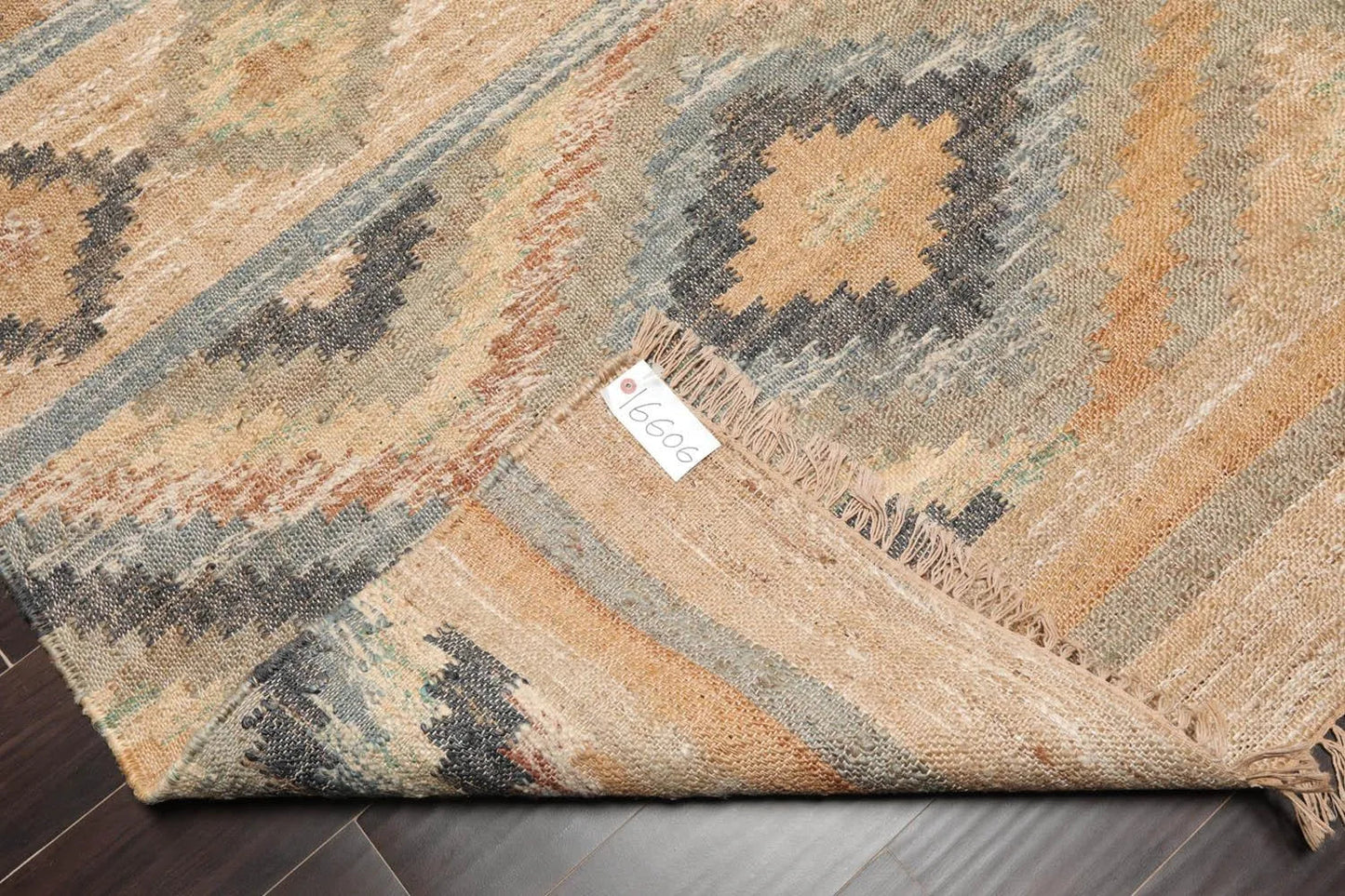 5’4” x 7’3 Hand Woven Natural Fiber Jute Southwestern Flatweave Kilim Area Rug