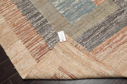 5’3” x 7’6” Hand Woven Natural Fiber Jute Modern Flatweave Kilim Area Rug Blue