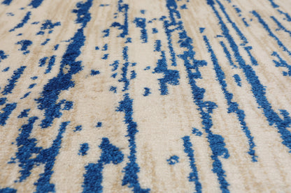 Multi Size Blue, Beige Machine Made Polypropylene Lisette Modern & Contemporary Oriental Area Rug
