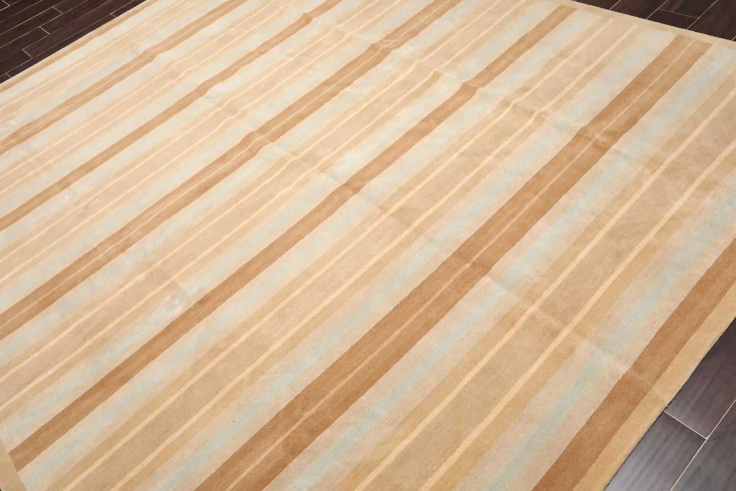 8'x 10' Hand Knotted Tibetan 100% Wool Stripes 150 KPSI Modern Area Rug Tan