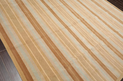8'x 10' Hand Knotted Tibetan 100% Wool Stripes 150 KPSI Modern Area Rug Tan
