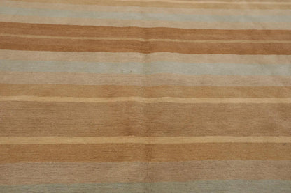 8'x 10' Hand Knotted Tibetan 100% Wool Stripes 150 KPSI Modern Area Rug Tan