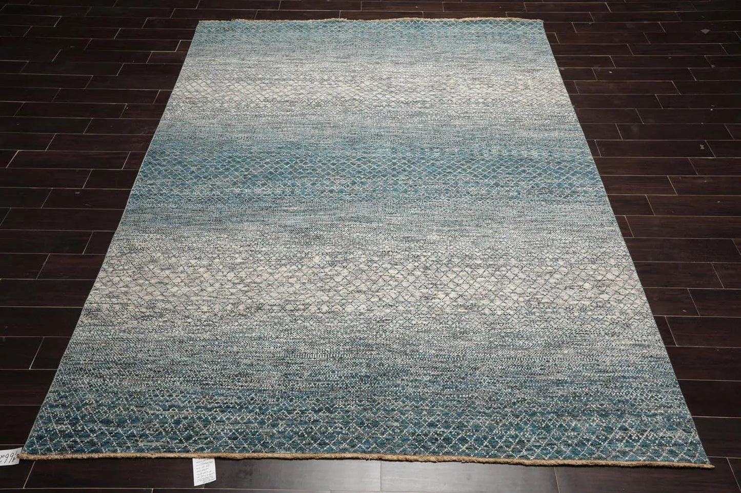 8x10 Hand Knotted 100% Wool Modern & Contemporary Oriental Area Rug Cream, Aqua Color