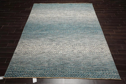 8x10 Hand Knotted 100% Wool Modern & Contemporary Oriental Area Rug Cream, Aqua Color