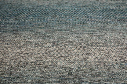 8x10 Hand Knotted 100% Wool Modern & Contemporary Oriental Area Rug Cream, Aqua Color