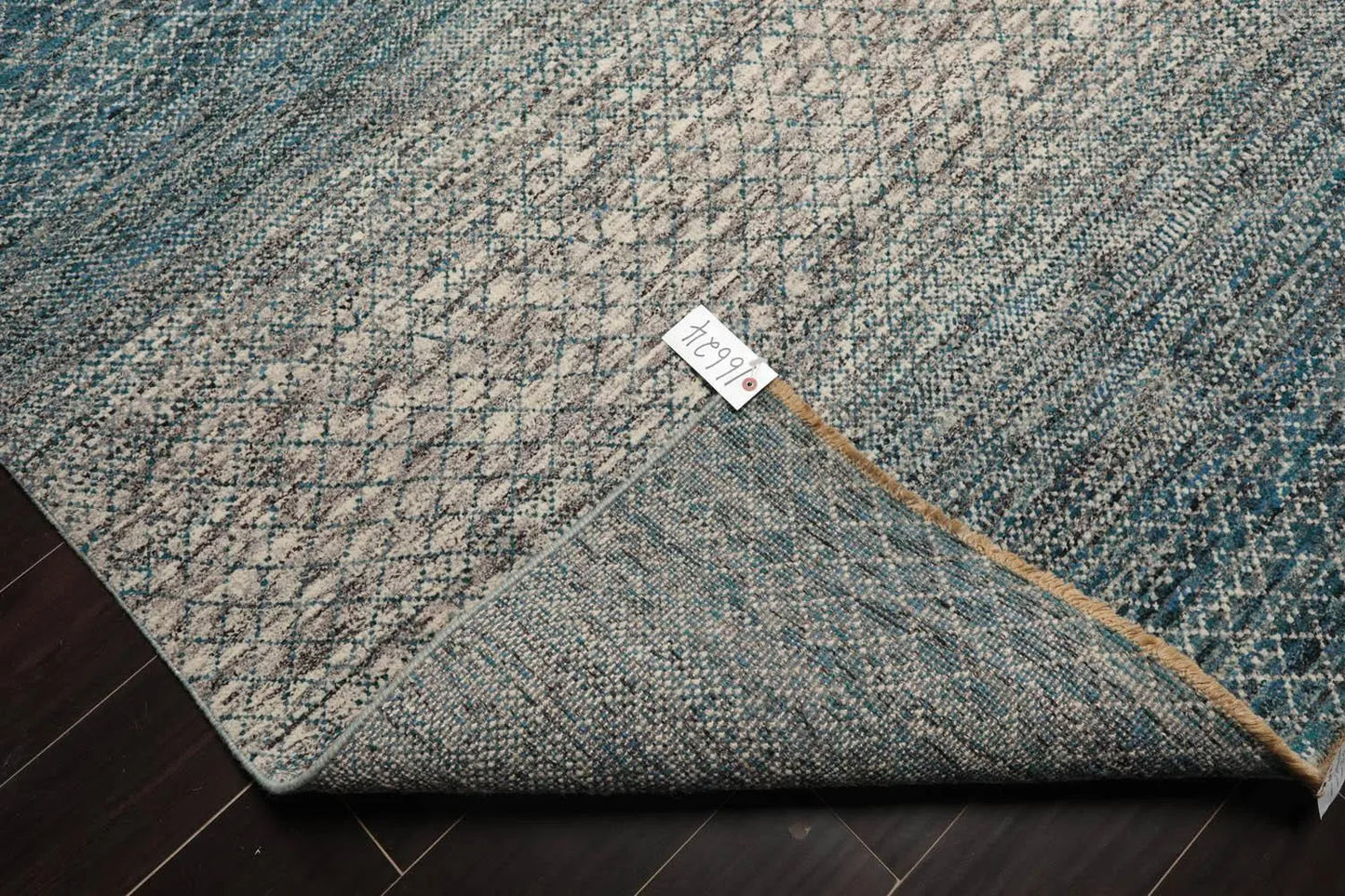 8x10 Hand Knotted 100% Wool Modern & Contemporary Oriental Area Rug Cream, Aqua Color