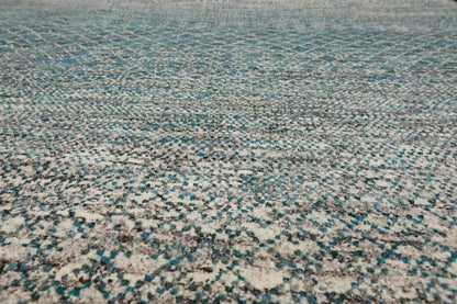 8x10 Hand Knotted 100% Wool Modern & Contemporary Oriental Area Rug Cream, Aqua Color