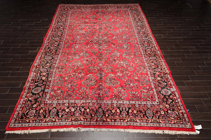 8'10''x16'3'' Oversize Coral Hand Knotted Traditional Heriz Medallion Wool Oriental Area Rug