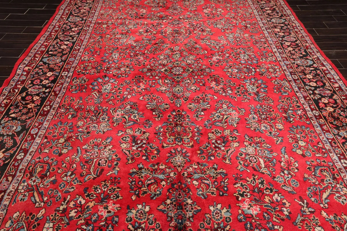 8'10''x16'3'' Oversize Coral Hand Knotted Traditional Heriz Medallion Wool Oriental Area Rug