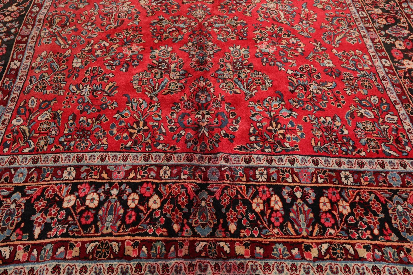 8'10''x16'3'' Oversize Coral Hand Knotted Traditional Heriz Medallion Wool Oriental Area Rug
