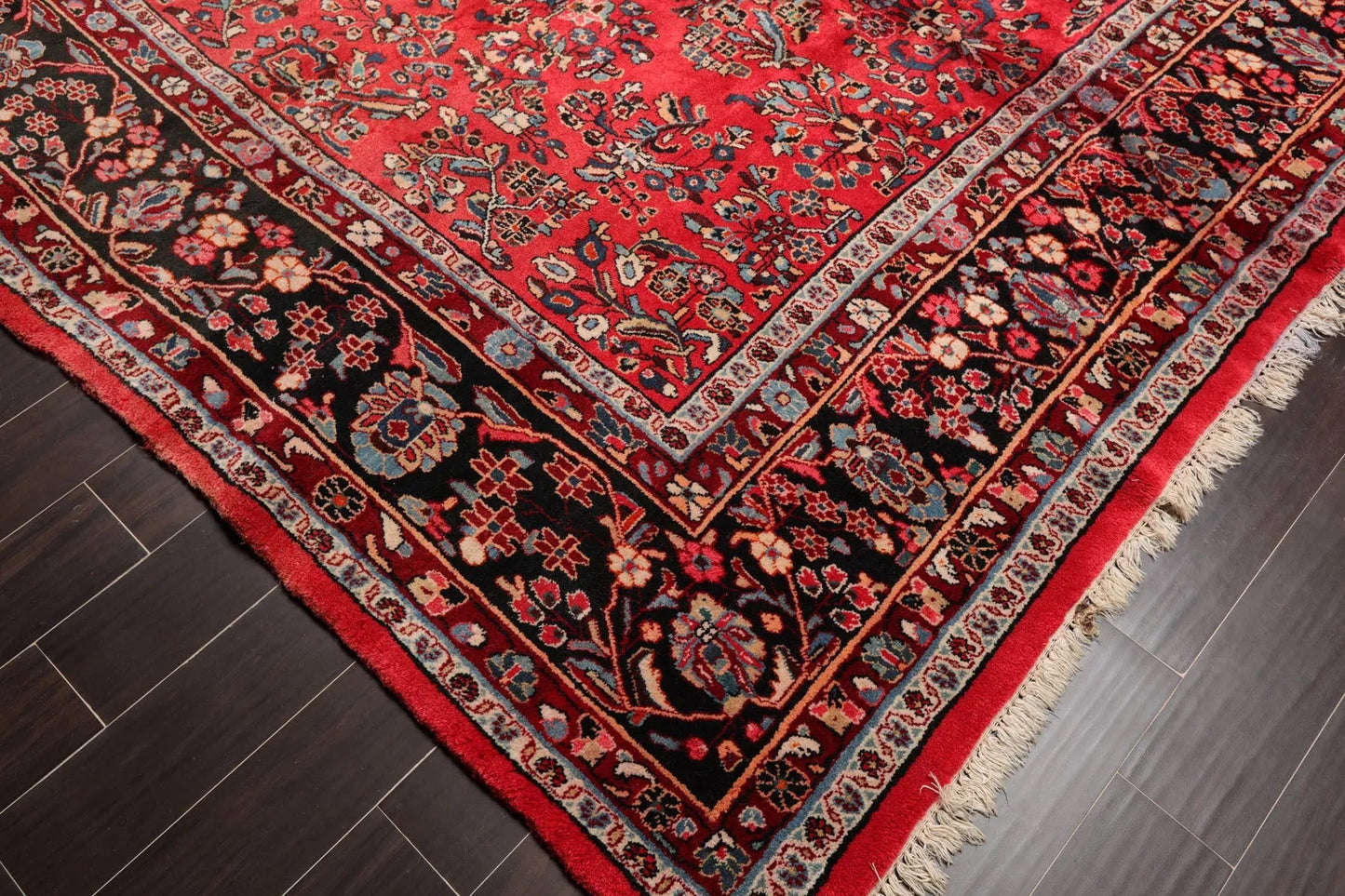 8'10''x16'3'' Oversize Coral Hand Knotted Traditional Heriz Medallion Wool Oriental Area Rug