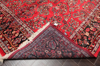8'10''x16'3'' Oversize Coral Hand Knotted Traditional Heriz Medallion Wool Oriental Area Rug