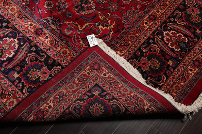 11'2''x16'7'' Palace Burgundy, Midnight Blue Hand Knotted 100% Wool Mashad Traditional 200 KPSI Oriental Area Rug