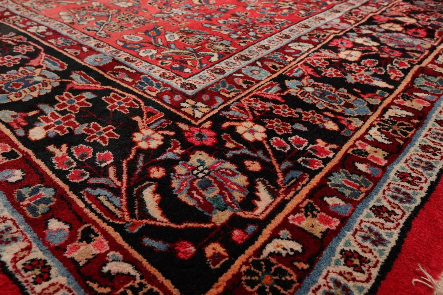 8'10''x16'3'' Oversize Coral Hand Knotted Traditional Heriz Medallion Wool Oriental Area Rug