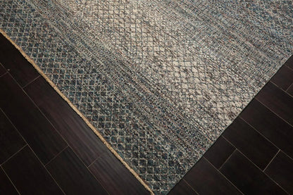 8' x 10' Hand Knotted 100% Wool Modern Oriental Area Rug Ivory, Blue, Aqua