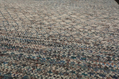 8' x 10' Hand Knotted 100% Wool Modern Oriental Area Rug Ivory, Blue, Aqua