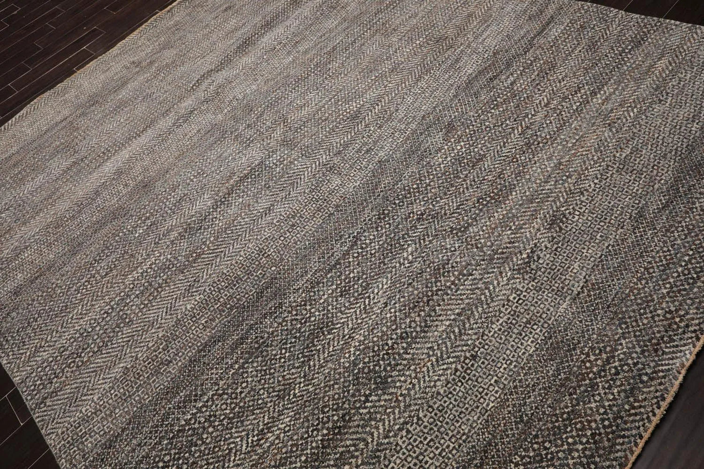 8' x 10' Hand Knotted 100% Wool Modern Oriental Area Rug Ivory, Gray, Brown