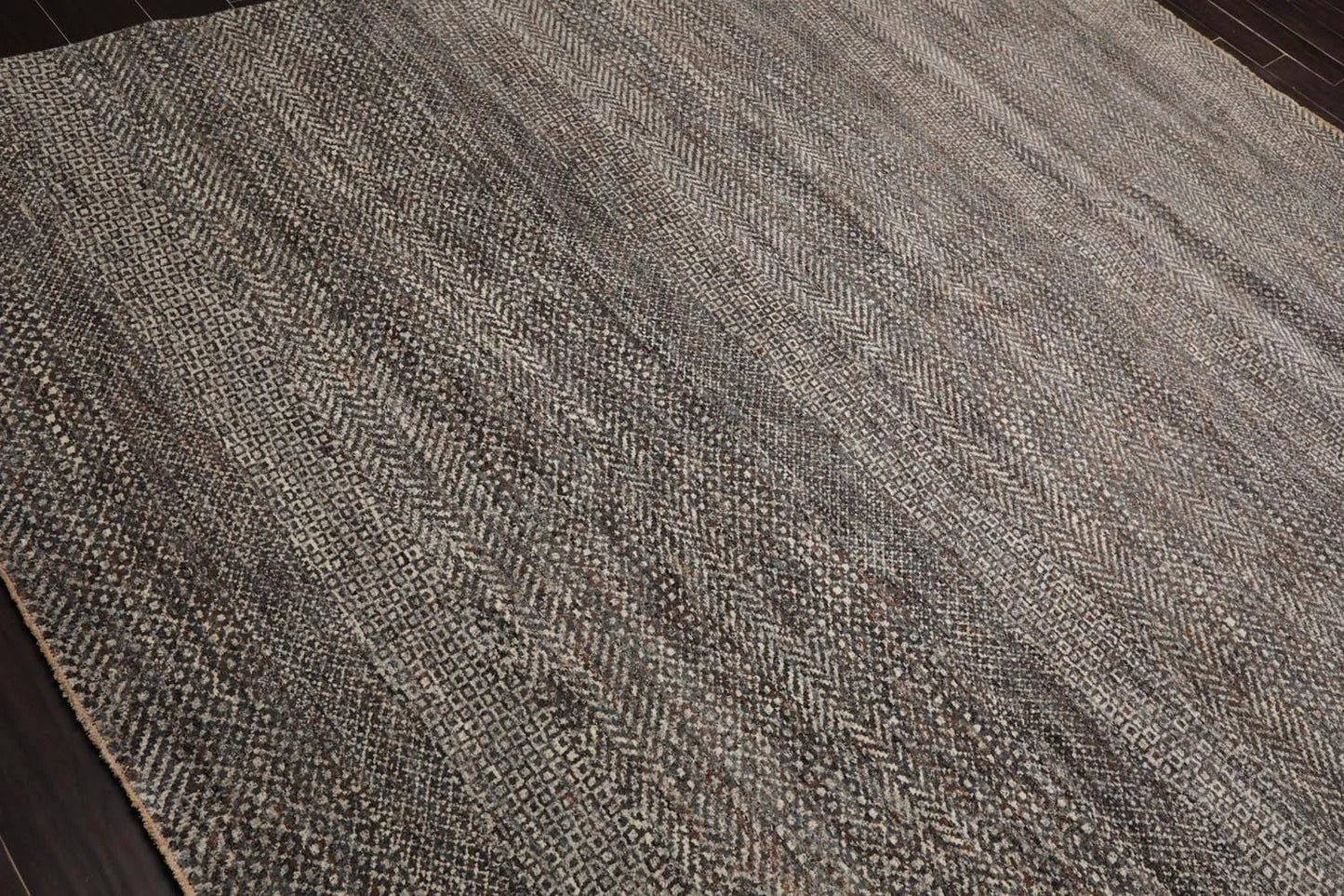 8' x 10' Hand Knotted 100% Wool Modern Oriental Area Rug Ivory, Gray, Brown