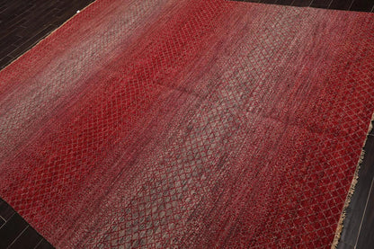 8' x 10' Hand Knotted 100% Wool Modern Oriental Area Rug Red, Gray, Beige