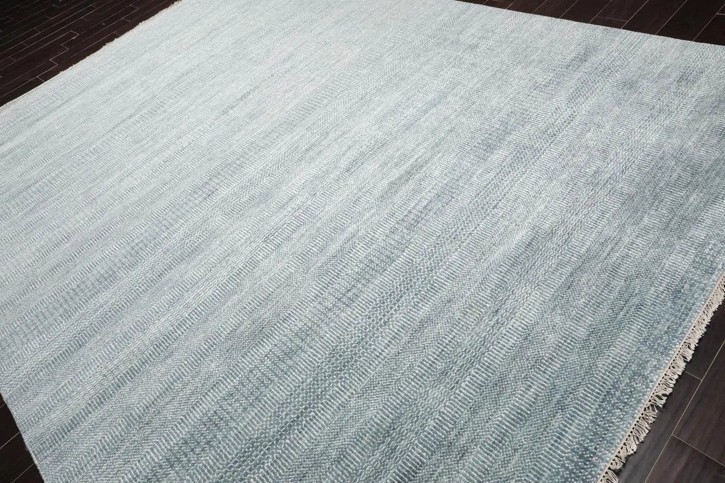 Multi Sizes Gray Hand Knotted Wool and Silk Modern Oriental Area Rug