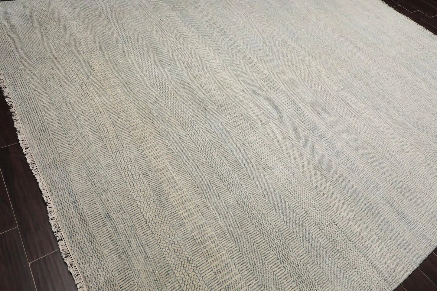 Multi Sizes Blue Hand Knotted Wool and Silk Modern Oriental Area Rug