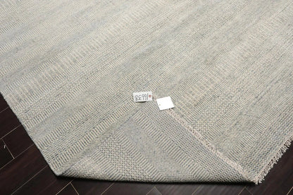 Multi Sizes Blue Hand Knotted Wool and Silk Modern Oriental Area Rug