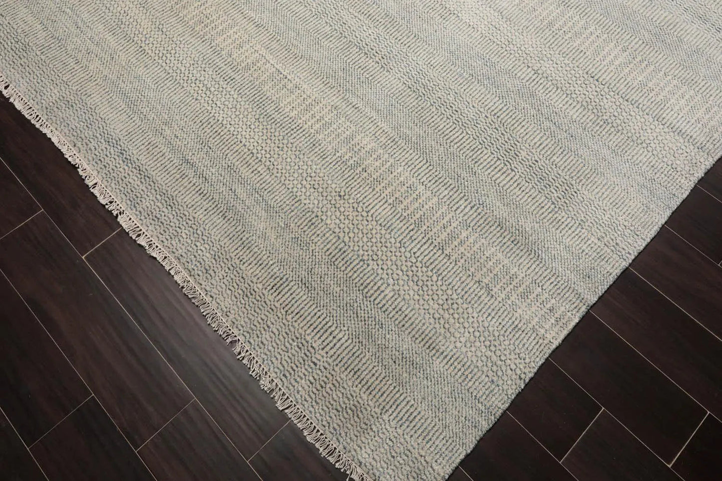 Multi Sizes Blue Hand Knotted Wool and Silk Modern Oriental Area Rug
