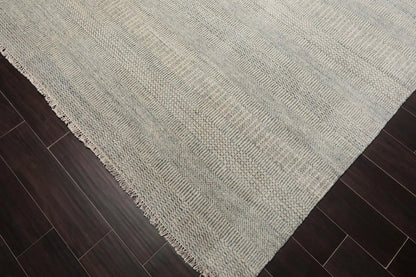 Multi Sizes Blue Hand Knotted Wool and Silk Modern Oriental Area Rug