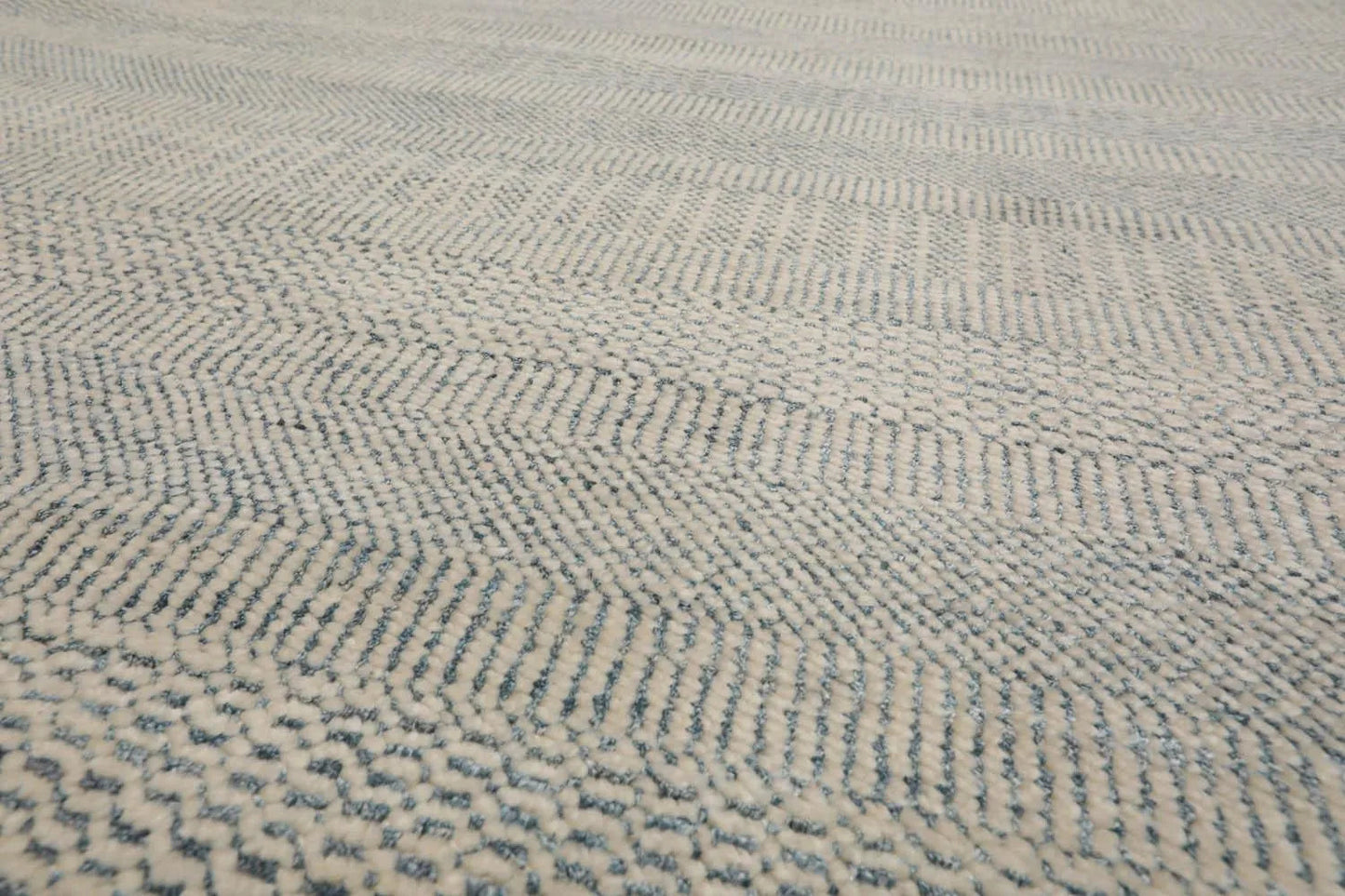 Multi Sizes Blue Hand Knotted Wool and Silk Modern Oriental Area Rug