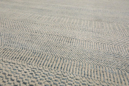 Multi Sizes Blue Hand Knotted Wool and Silk Modern Oriental Area Rug