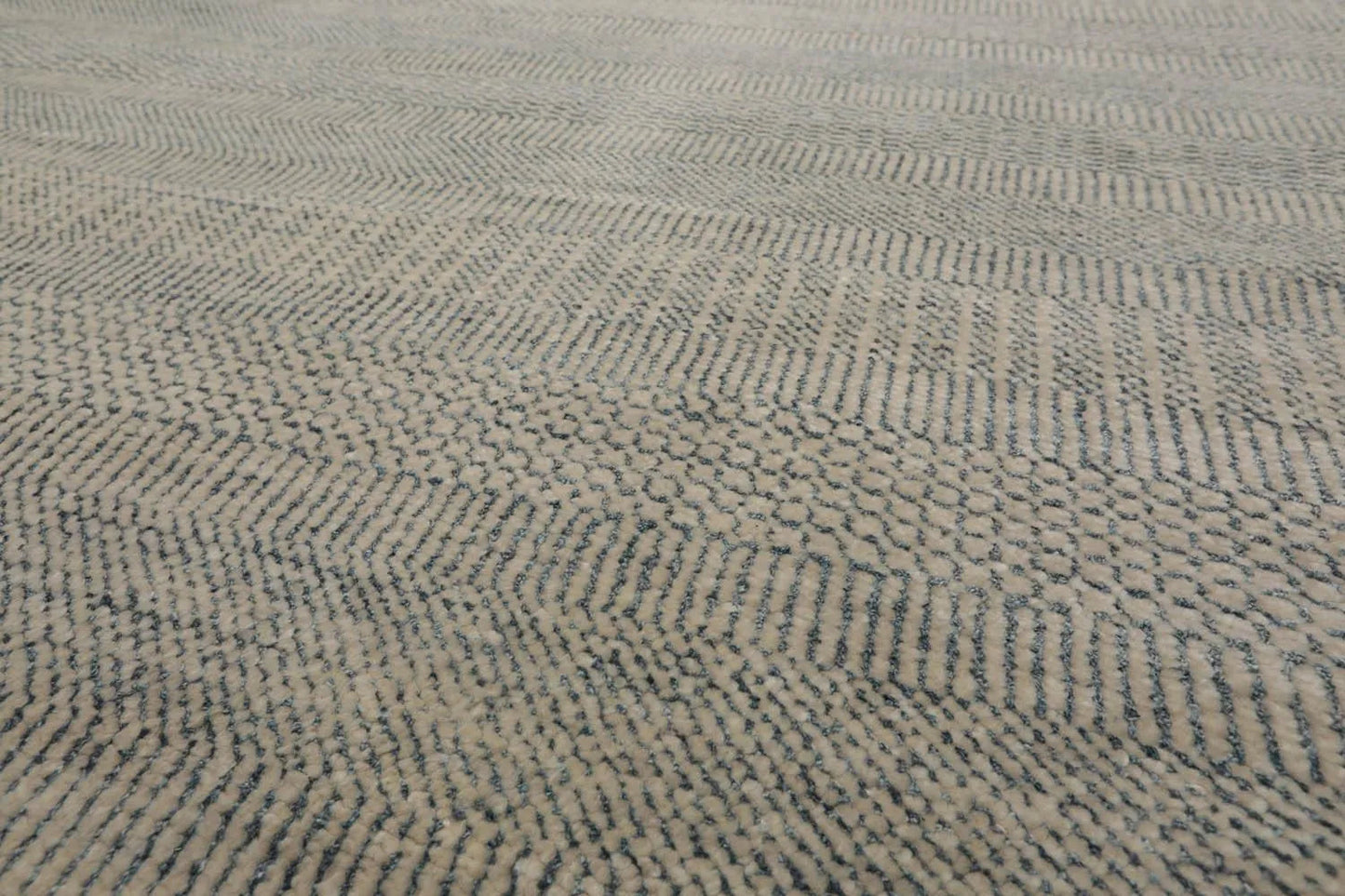 Multi Sizes Blue Hand Knotted Wool and Silk Modern Oriental Area Rug