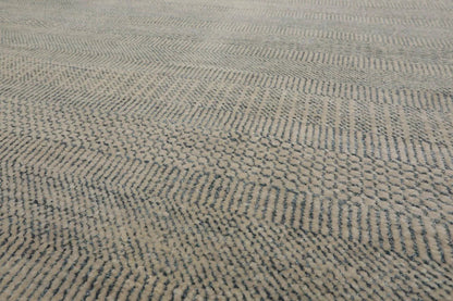 Multi Sizes Blue Hand Knotted Wool and Silk Modern Oriental Area Rug