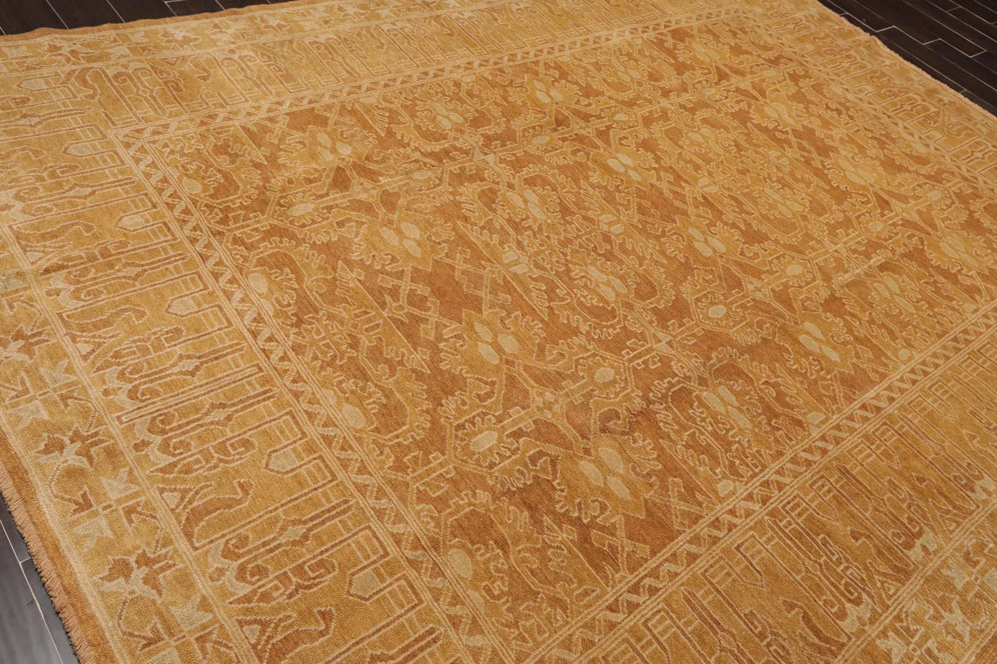 8'3'' x 11'3'' Wool Foundation Hand Knotted Wool Rare Egyptian Area Rug Brown