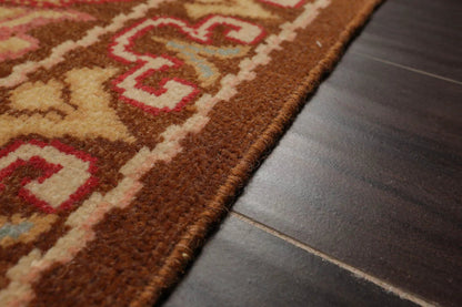 9x12 Brown, Beig Hand Knotted Oushak Wool and Silk Turkish Oushak Arts & Crafts Oriental Area Rug