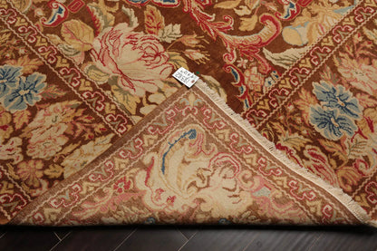 9x12 Brown, Beig Hand Knotted Oushak Wool and Silk Turkish Oushak Arts & Crafts Oriental Area Rug