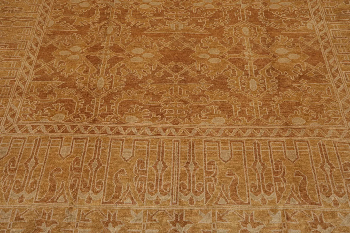 8'3'' x 11'3'' Wool Foundation Hand Knotted Wool Rare Egyptian Area Rug Brown