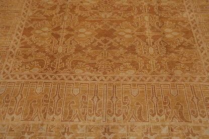 8'3'' x 11'3'' Wool Foundation Hand Knotted Wool Rare Egyptian Area Rug Brown
