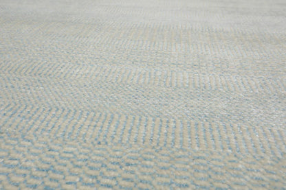 Multi Sizes Sea foam Hand Knotted Wool and Silk Modern Oriental Area Rug