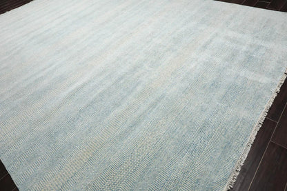 Multi Sizes Blue Hand Knotted Wool and Silk Modern Oriental Area Rug