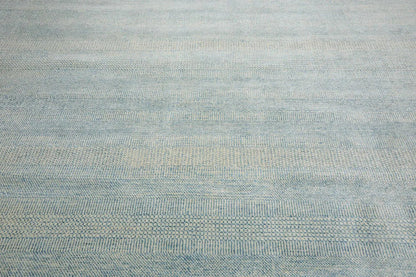 Multi Sizes Blue Hand Knotted Wool and Silk Modern Oriental Area Rug